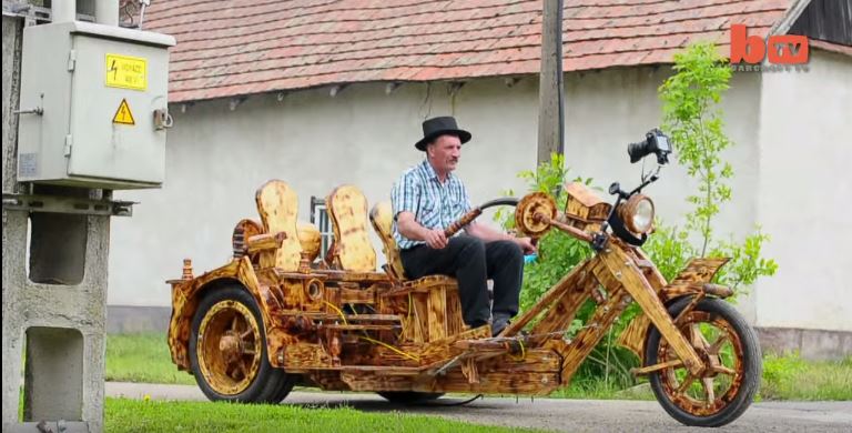 wooden trike and trailer